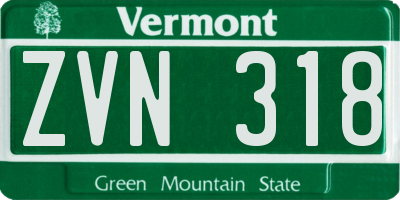 VT license plate ZVN318