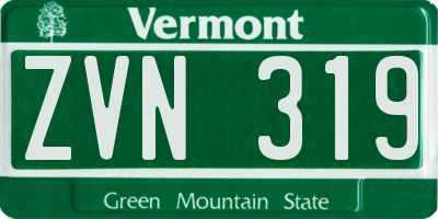 VT license plate ZVN319