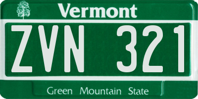 VT license plate ZVN321