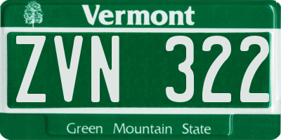 VT license plate ZVN322