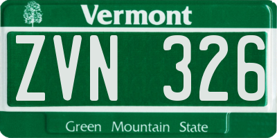VT license plate ZVN326