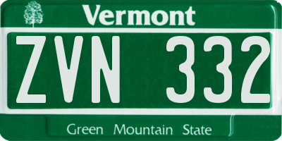 VT license plate ZVN332