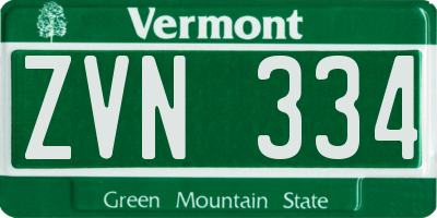 VT license plate ZVN334