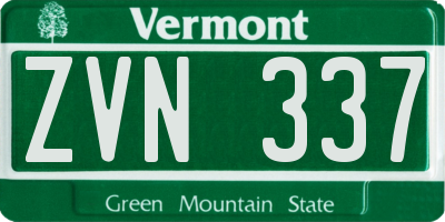 VT license plate ZVN337