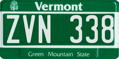 VT license plate ZVN338