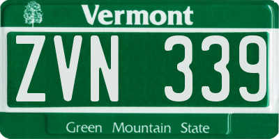 VT license plate ZVN339