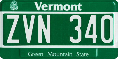 VT license plate ZVN340