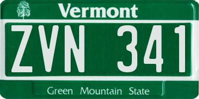 VT license plate ZVN341