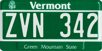 VT license plate ZVN342
