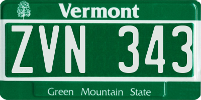 VT license plate ZVN343