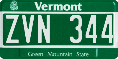 VT license plate ZVN344
