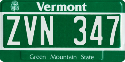 VT license plate ZVN347