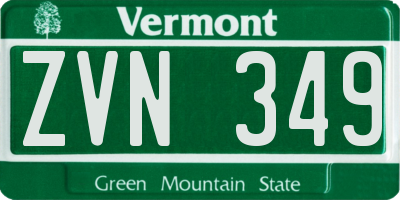 VT license plate ZVN349