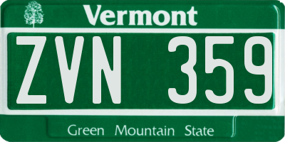 VT license plate ZVN359