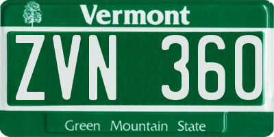 VT license plate ZVN360