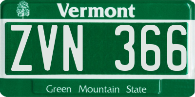 VT license plate ZVN366