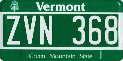 VT license plate ZVN368