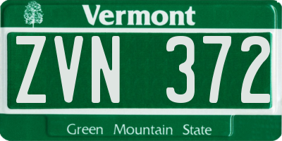 VT license plate ZVN372
