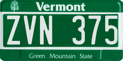 VT license plate ZVN375