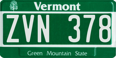 VT license plate ZVN378