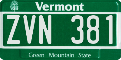 VT license plate ZVN381