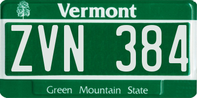 VT license plate ZVN384