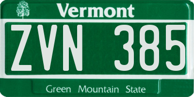 VT license plate ZVN385