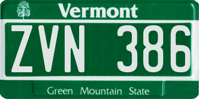 VT license plate ZVN386