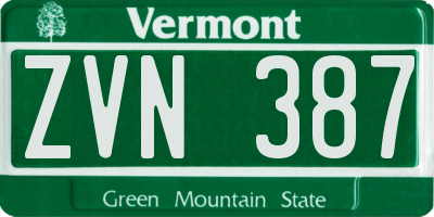 VT license plate ZVN387