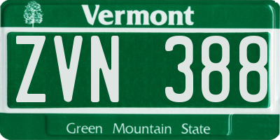 VT license plate ZVN388