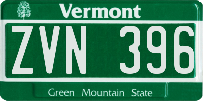 VT license plate ZVN396