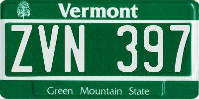 VT license plate ZVN397