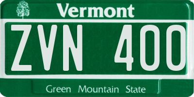 VT license plate ZVN400