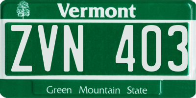 VT license plate ZVN403