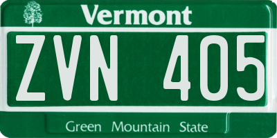 VT license plate ZVN405