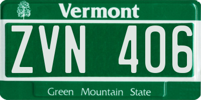 VT license plate ZVN406