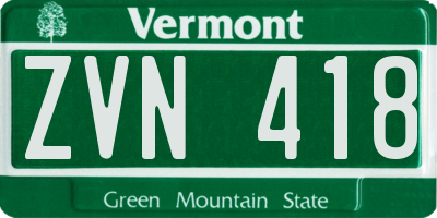 VT license plate ZVN418