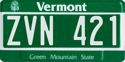VT license plate ZVN421
