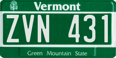 VT license plate ZVN431