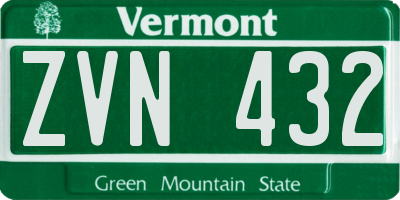 VT license plate ZVN432