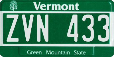 VT license plate ZVN433