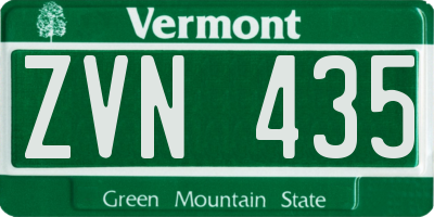 VT license plate ZVN435
