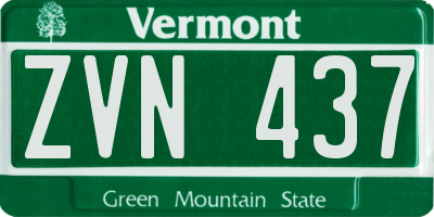 VT license plate ZVN437