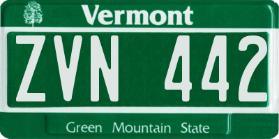 VT license plate ZVN442