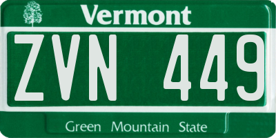 VT license plate ZVN449