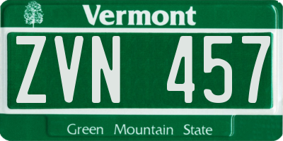 VT license plate ZVN457