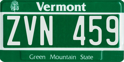 VT license plate ZVN459