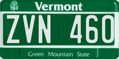 VT license plate ZVN460