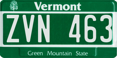 VT license plate ZVN463