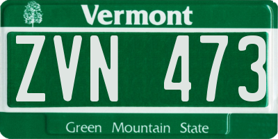 VT license plate ZVN473